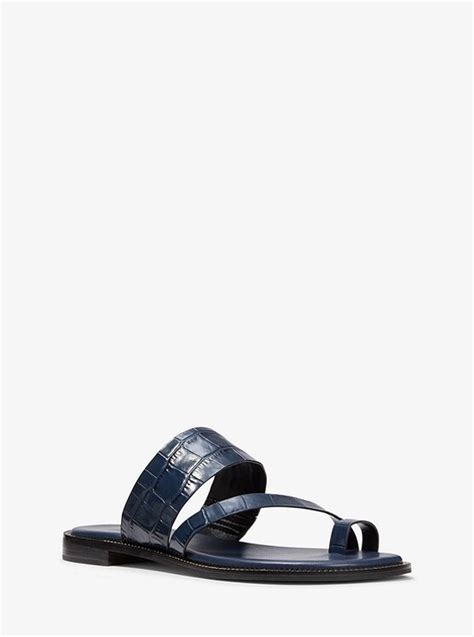 pratt leather sandal michael kors|Pratt Crocodile Embossed Leather Sandal .